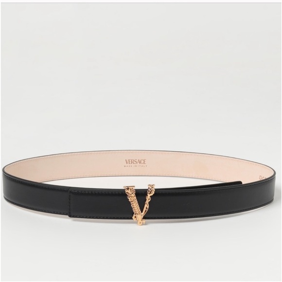 Versace Other - Versace Virtus Black Leather Belt
